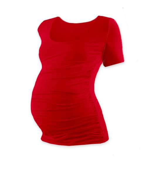Tehotenské triko krátky rukáv JOHANKA - červená L/XL